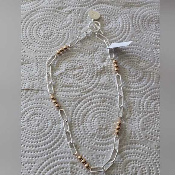 Lauren Ralph Lauren Women Silver Gold Chain Link Necklace New - Picture 4 of 10